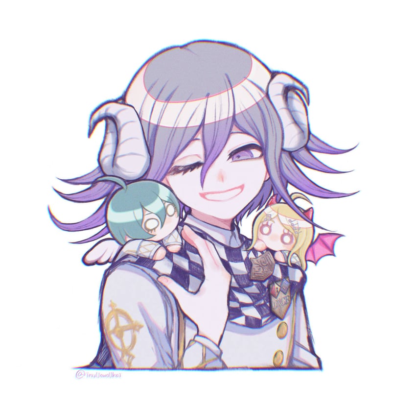 oma kokichi, saihara shuichi, and akamatsu kaede (danganronpa and 1 more) drawn by inukai_(inuuowoukai)