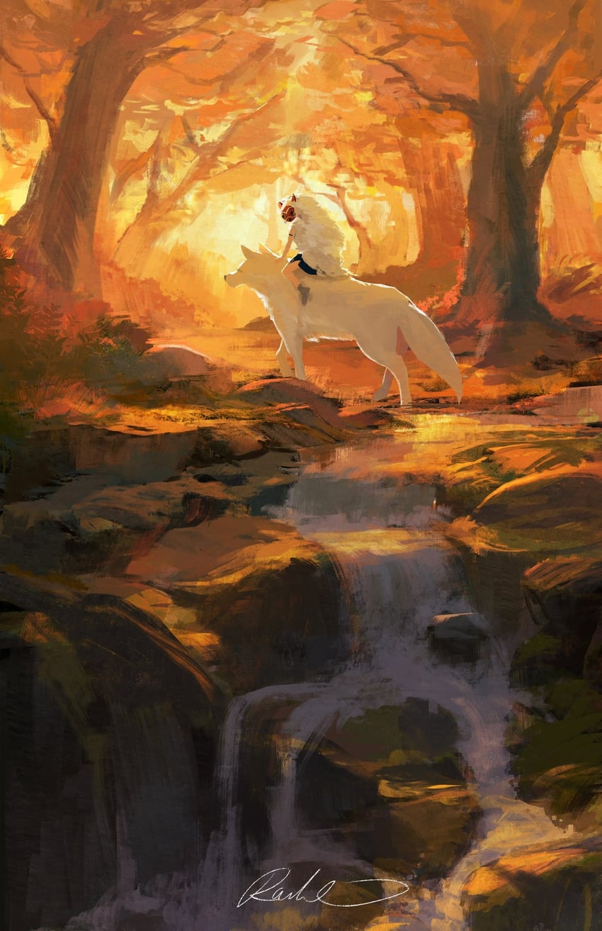san and moro (mononoke hime) drawn by rat_chuuu
