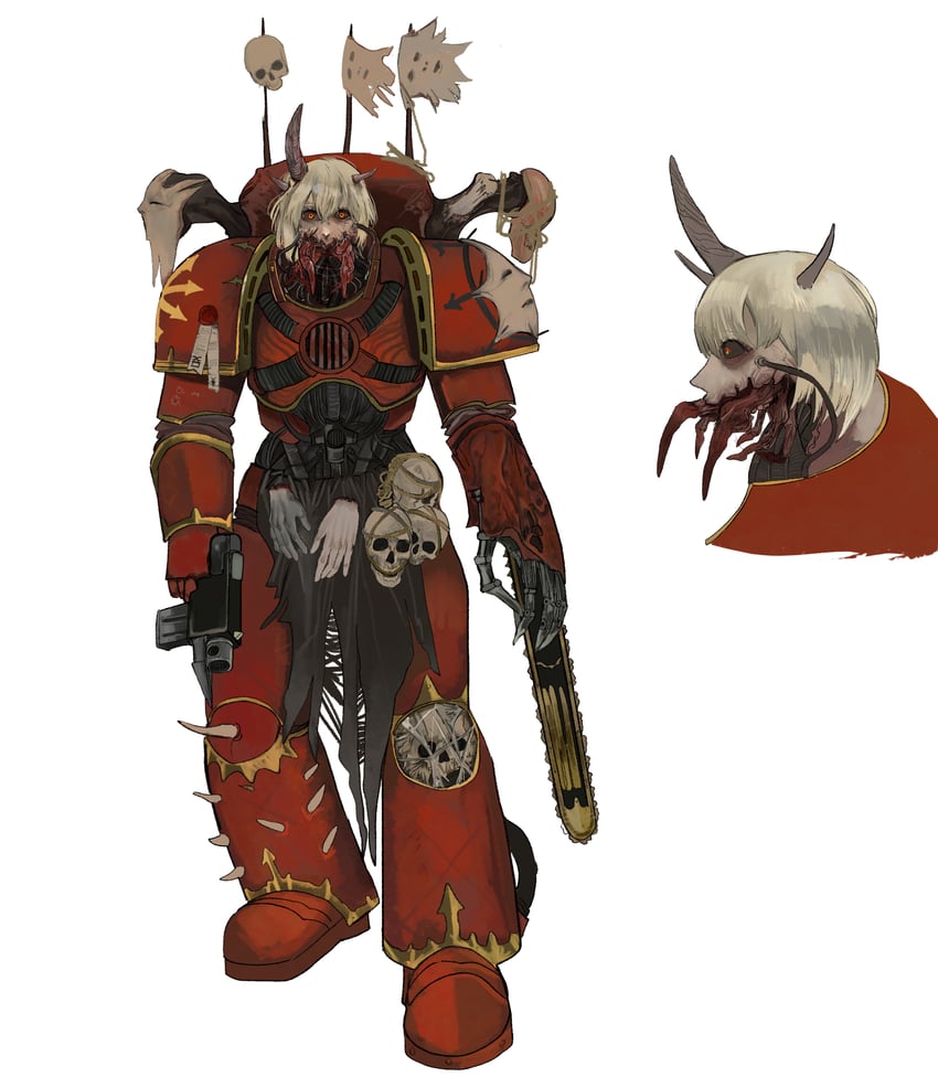 adeptus astartes and chaos space marine (warhammer 40k) drawn by kkghost_tv
