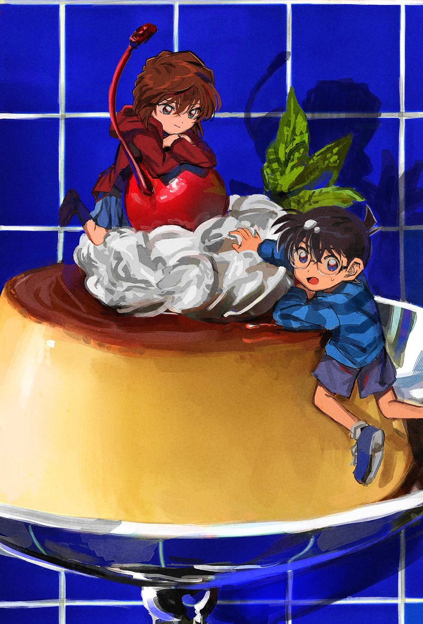 edogawa conan and haibara ai (meitantei conan) drawn by segami