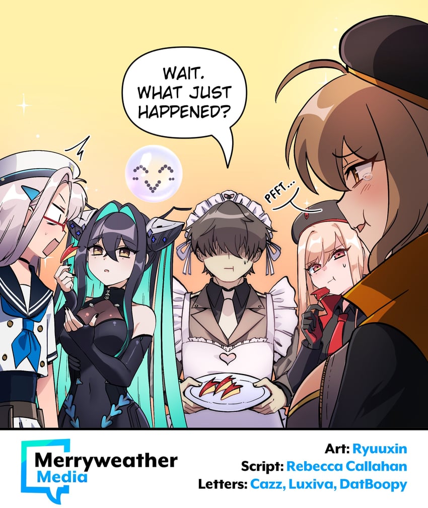 anis, rapi, commander, neon, and little mermaid (goddess of victory: nikke) drawn by ryuuxin