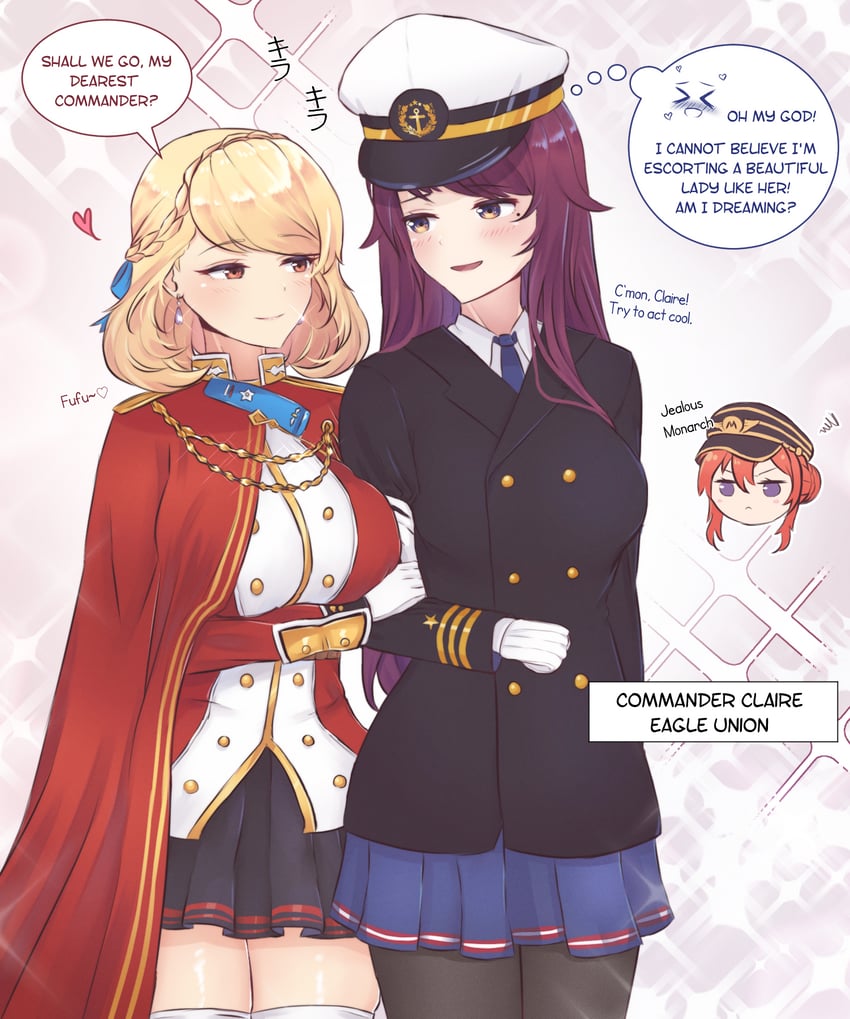 commander, prince of wales, monarch, female commander, and claire ross (azur lane) drawn by pumpkinpaii