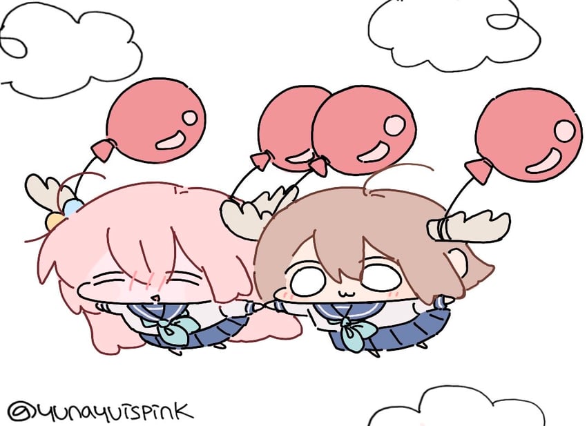gotoh hitori and shikanoko noko (bocchi the rock! and 1 more) drawn by yunayuispink