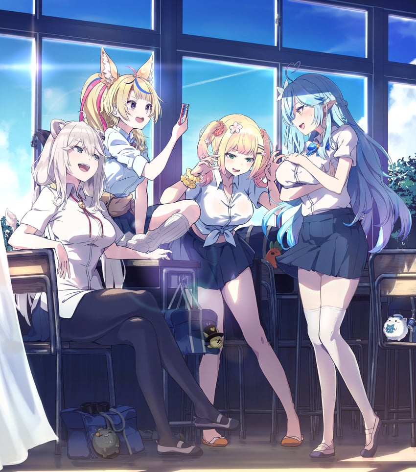 yukihana lamy, shishiro botan, omaru polka, momosuzu nene, ssrb, and 3 more (hololive) drawn by loup