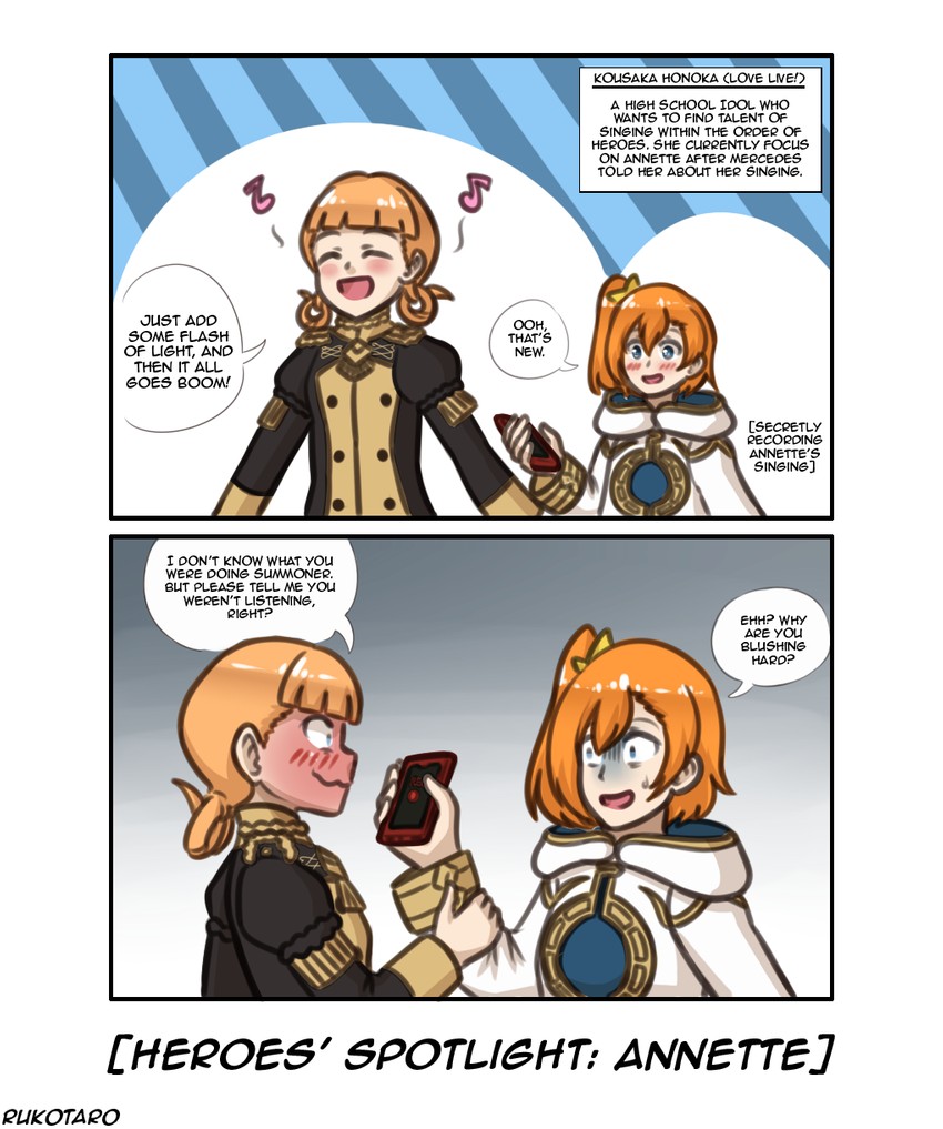 kosaka honoka, kiran, and annette fantine dominic (love live! and 4 more) drawn by rukotaro