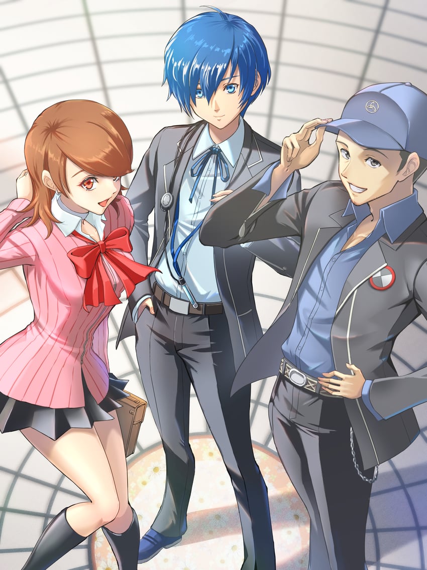 yuuki makoto, takeba yukari, and iori junpei (persona and 2 more) drawn by chiga_akira
