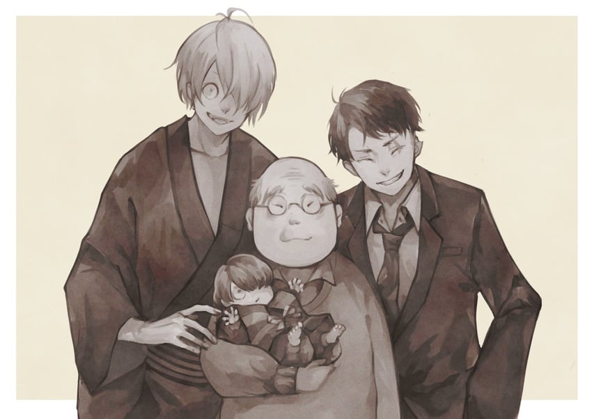kitarou, mizuki, medama oyaji, and mizuki shigeru (gegege no kitarou and 1 more) drawn by nejimaki_oz
