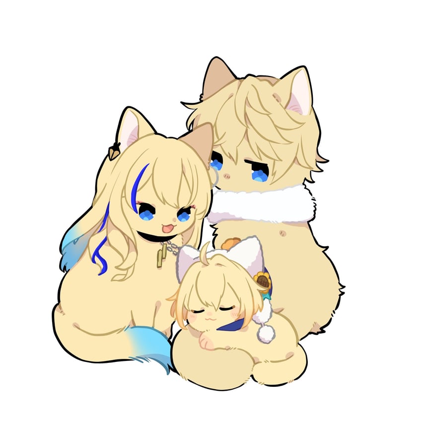 gepard landau, serval landau, and lynx landau (honkai and 1 more) drawn by nasuka_gee