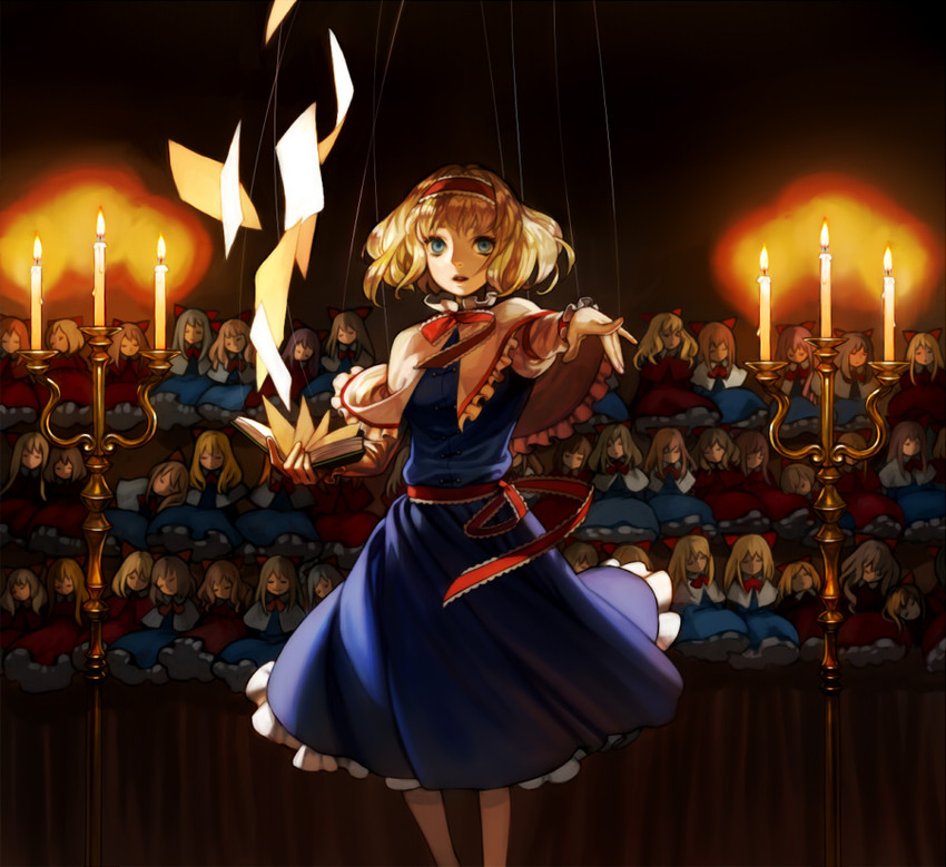 alice margatroid, shanghai doll, and hourai doll (touhou) drawn by esukee
