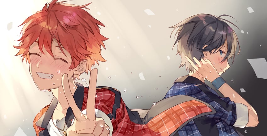 akehoshi subaru and hidaka hokuto (ensemble stars!) drawn by syerii