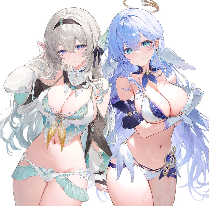 firefly and robin (honkai and 1 more) drawn by machi_(machi0910)