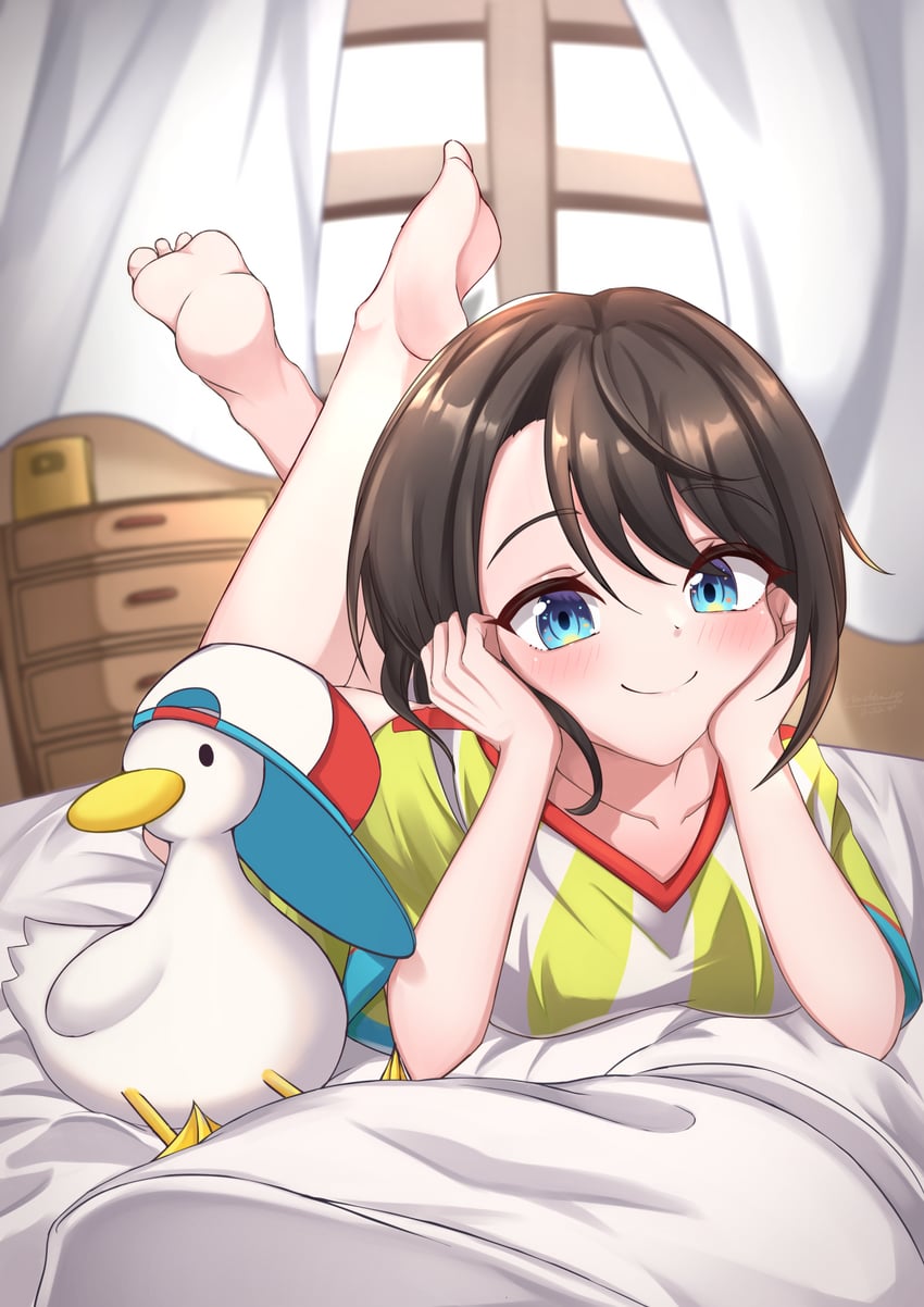 oozora subaru and subaru duck (hololive) drawn by hashira_14