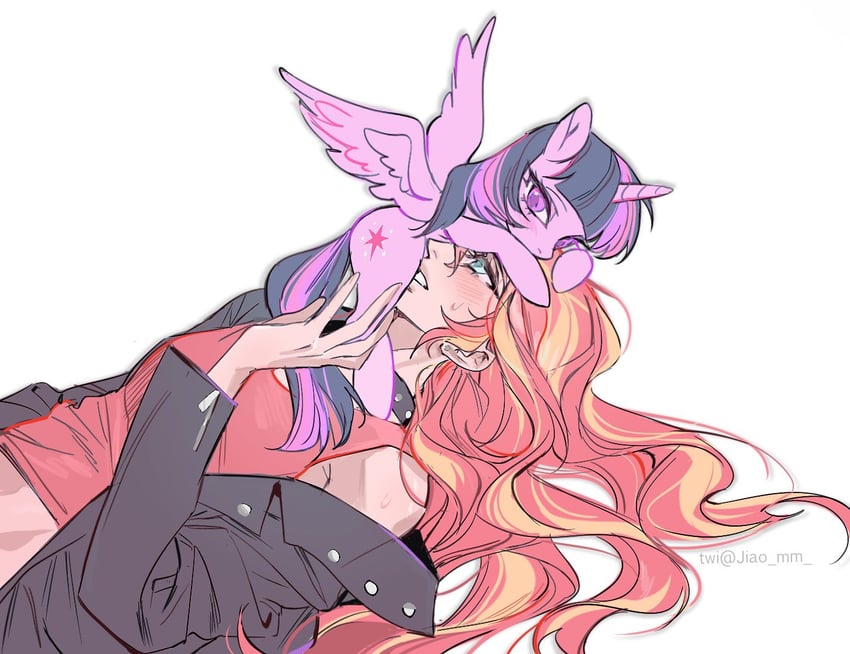 twilight sparkle and sunset shimmer (my little pony and 2 more) drawn by m_omoo