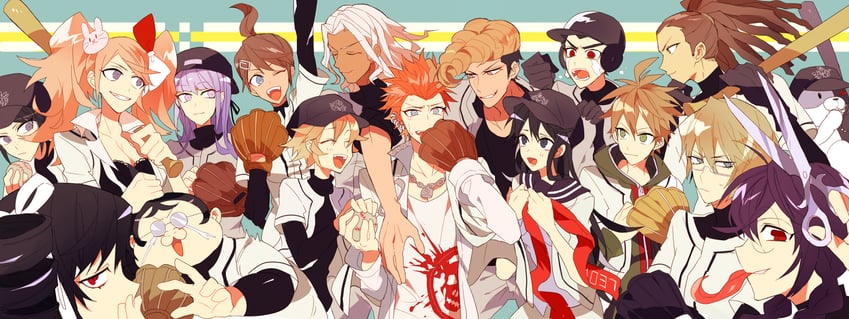 kirigiri kyoko, enoshima junko, monokuma, naegi makoto, celestia ludenberg, and 12 more (danganronpa and 1 more) drawn by inutaro99