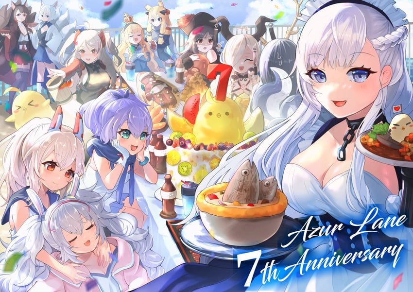 manjuu, prinz eugen, belfast, ayanami, laffey, and 8 more (azur lane) drawn by lucky_daikichi