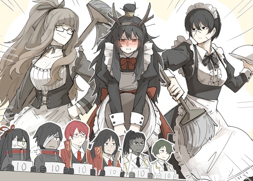 xiao, tenma, yujin, olivier, chun, and 4 more (project moon and 1 more) drawn by kankan33333