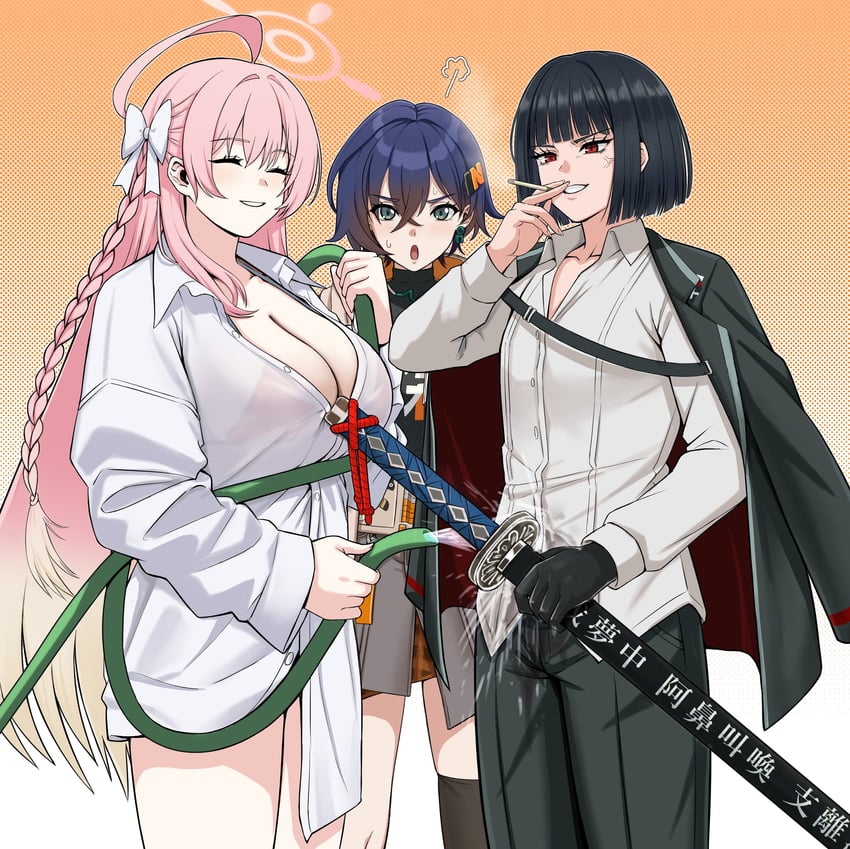 hanako, belle, and ryoshu (blue archive and 3 more) drawn by kantou_rengou