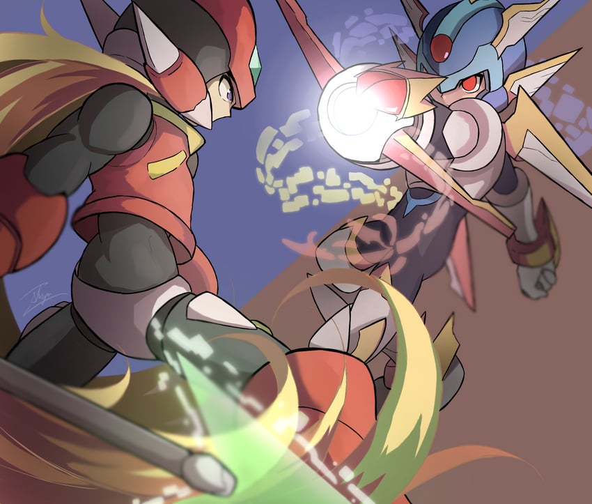 zero, zero(z), and copy x (mega man and 1 more) drawn by shoyu-z