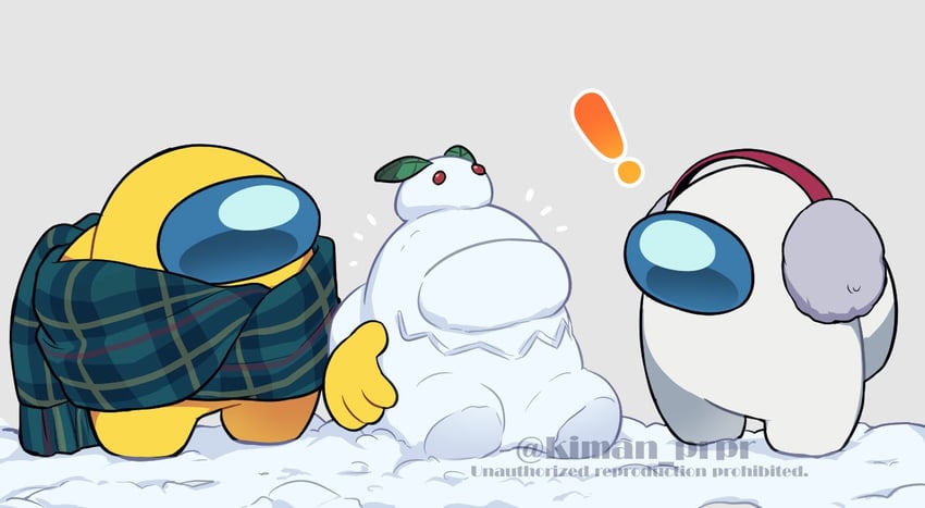 crewmate, yellow, white, and impostor (among us) drawn by kiman