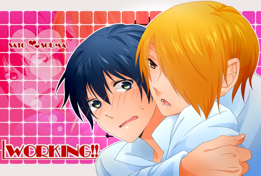 satou jun and souma hiroomi (working!!) drawn by yuuri_(purple_planet)