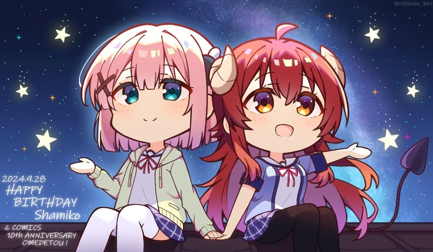 yoshida yuuko and chiyoda momo (machikado mazoku) drawn by chitose_kiri