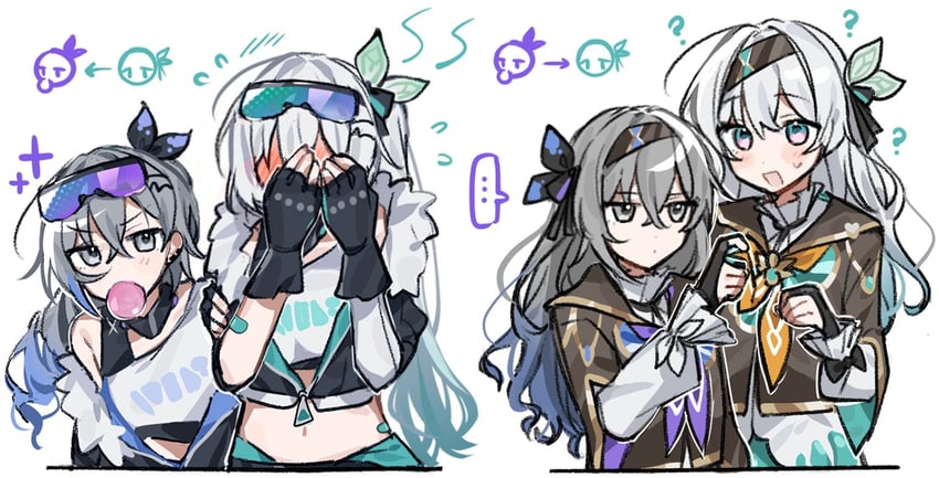 firefly and silver wolf (honkai and 1 more) drawn by emne