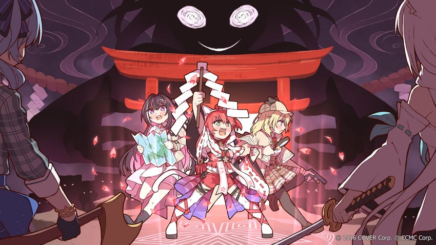 shirakami fubuki, hoshimachi suisei, sakura miko, watson amelia, and azki (hololive and 1 more) drawn by kukie-nyan