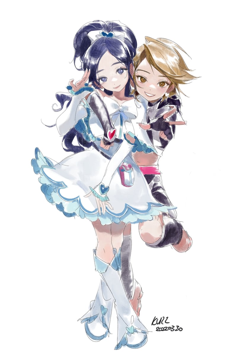 misumi nagisa, yukishiro honoka, cure black, and cure white (precure and 1 more) drawn by kurikabacha