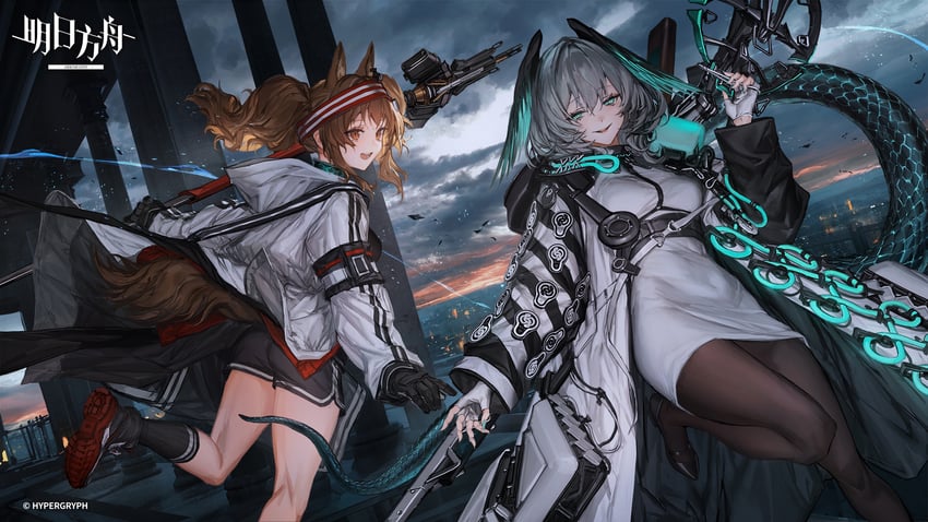 angelina and ho'olheyak (arknights) drawn by lm7_(op-center)