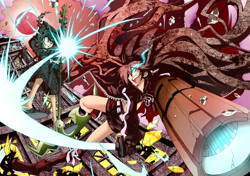 black rock shooter and dead master (black rock shooter) drawn by givuchoko