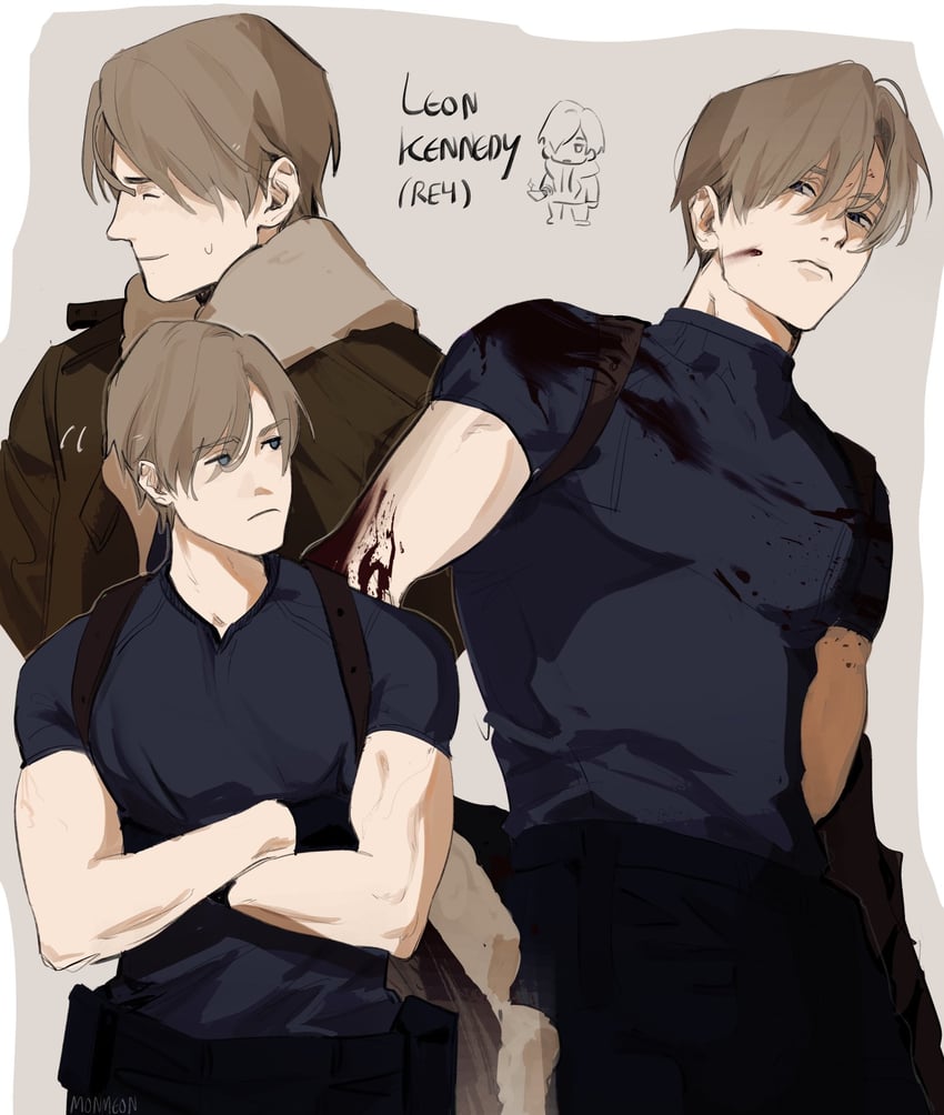 leon s. kennedy (resident evil and 1 more) drawn by monmeon