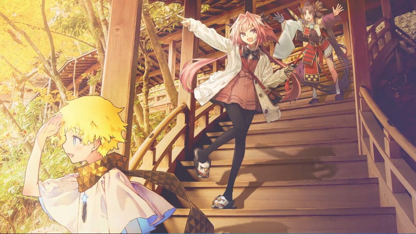 astolfo, ushiwakamaru, voyager, and hippogriff (fate and 3 more) drawn by konoe_ototsugu, noco_(adamas), and sakamoto_mineji