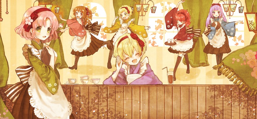 ozora akari, hikami sumire, shinjo hinaki, kurebayashi juri, kitaoji sakura, and 1 more (aikatsu!) drawn by koedo
