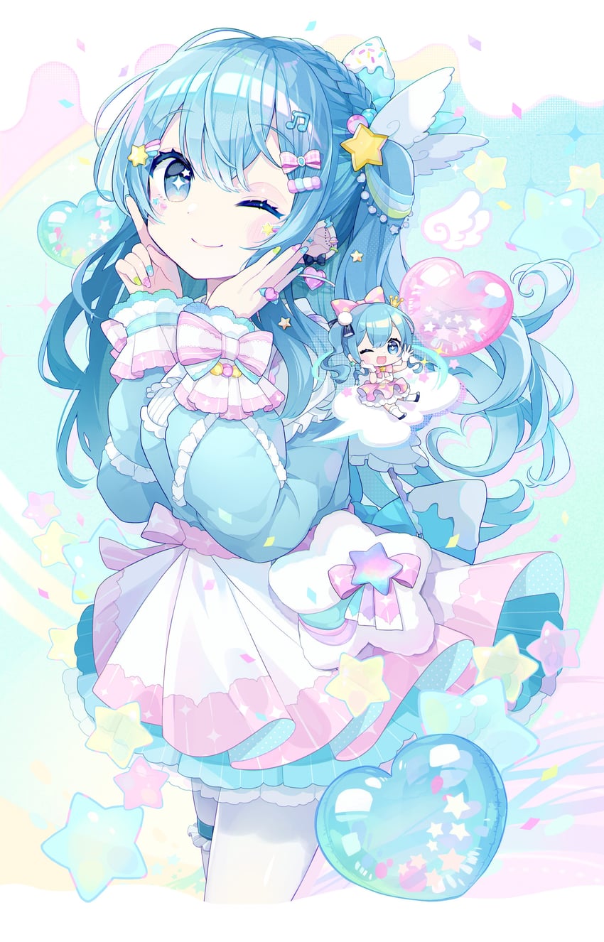hoshimachi suisei and super idol comet-chan (hololive) drawn by chon_(chon33v)