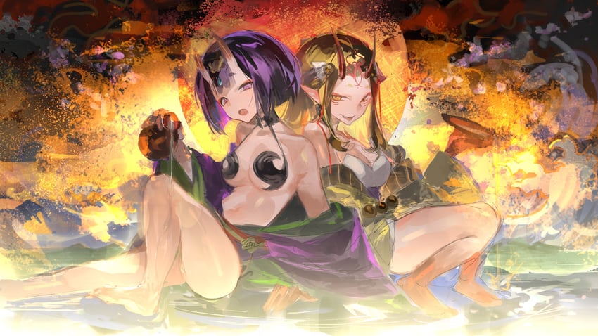 shuten douji and ibaraki douji (fate and 1 more) drawn by fe20o3