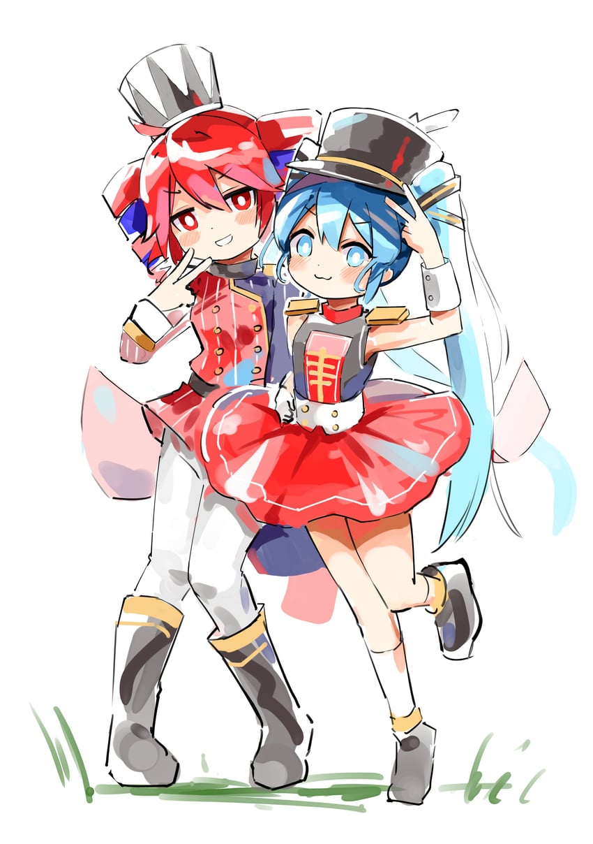 hatsune miku and kasane teto (vocaloid and 2 more) drawn by mp777b