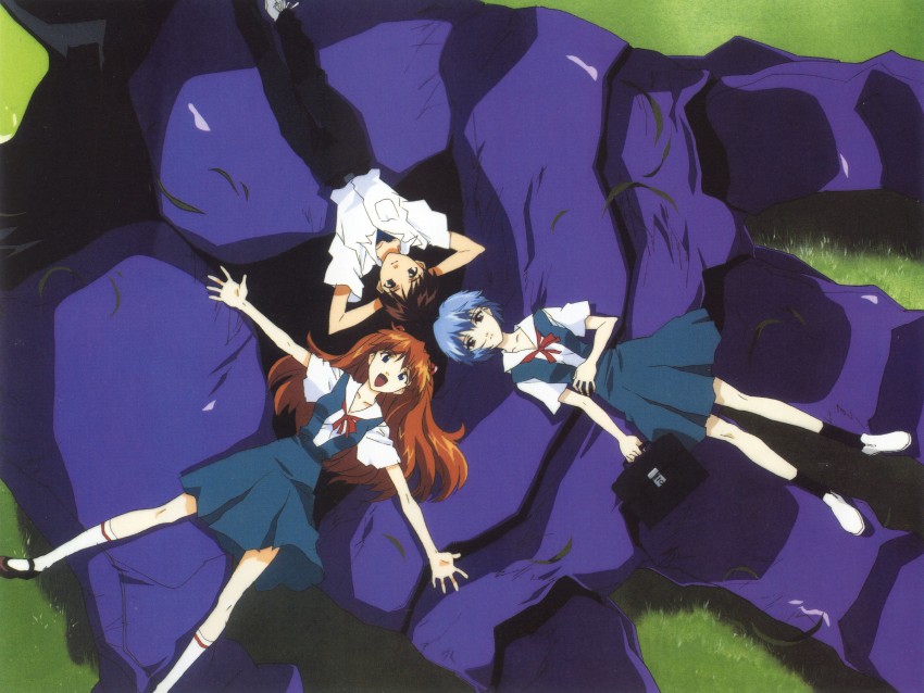 souryuu asuka langley, ayanami rei, ikari shinji, and eva 01 (neon genesis evangelion)