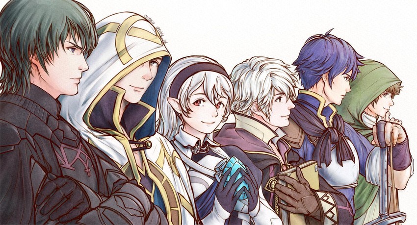 female corrin, male byleth, male robin, kiran, male kiran, and 2 more (fire emblem and 6 more) drawn by tohka_sd