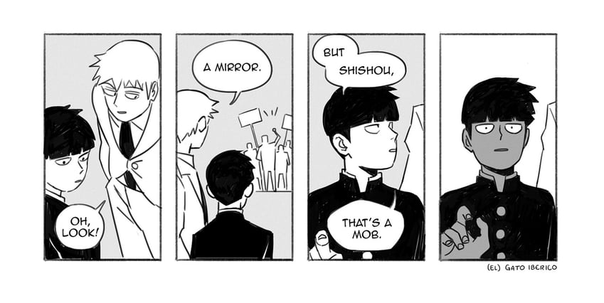 kageyama shigeo and reigen arataka (mob psycho 100) drawn by gatoiberico