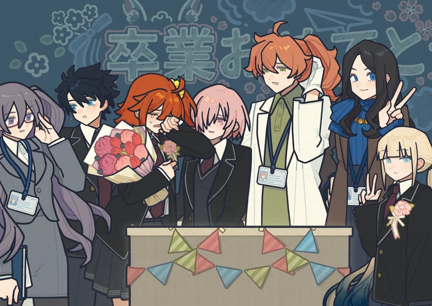 mash kyrielight, fujimaru ritsuka, leonardo da vinci, sion eltnam, nemo, and 3 more (fate and 1 more) drawn by candsale_a
