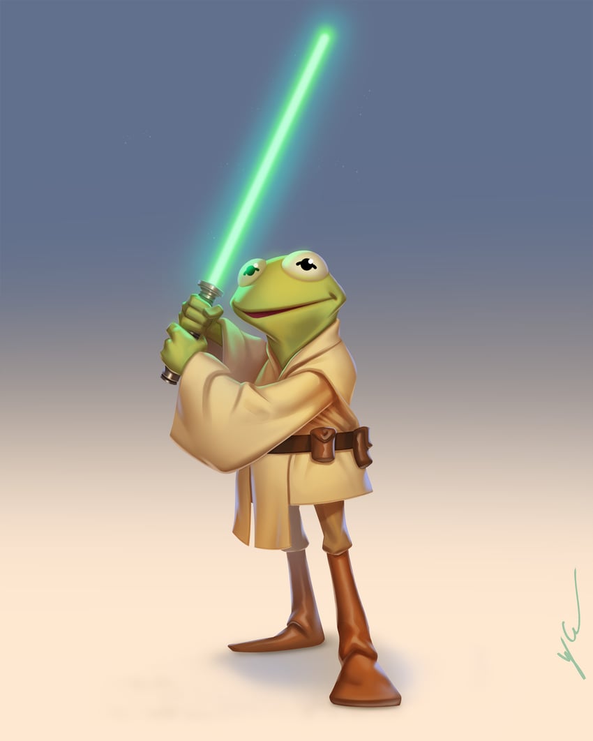 kermit the frog (star wars and 1 more) drawn by yuri_cameirana
