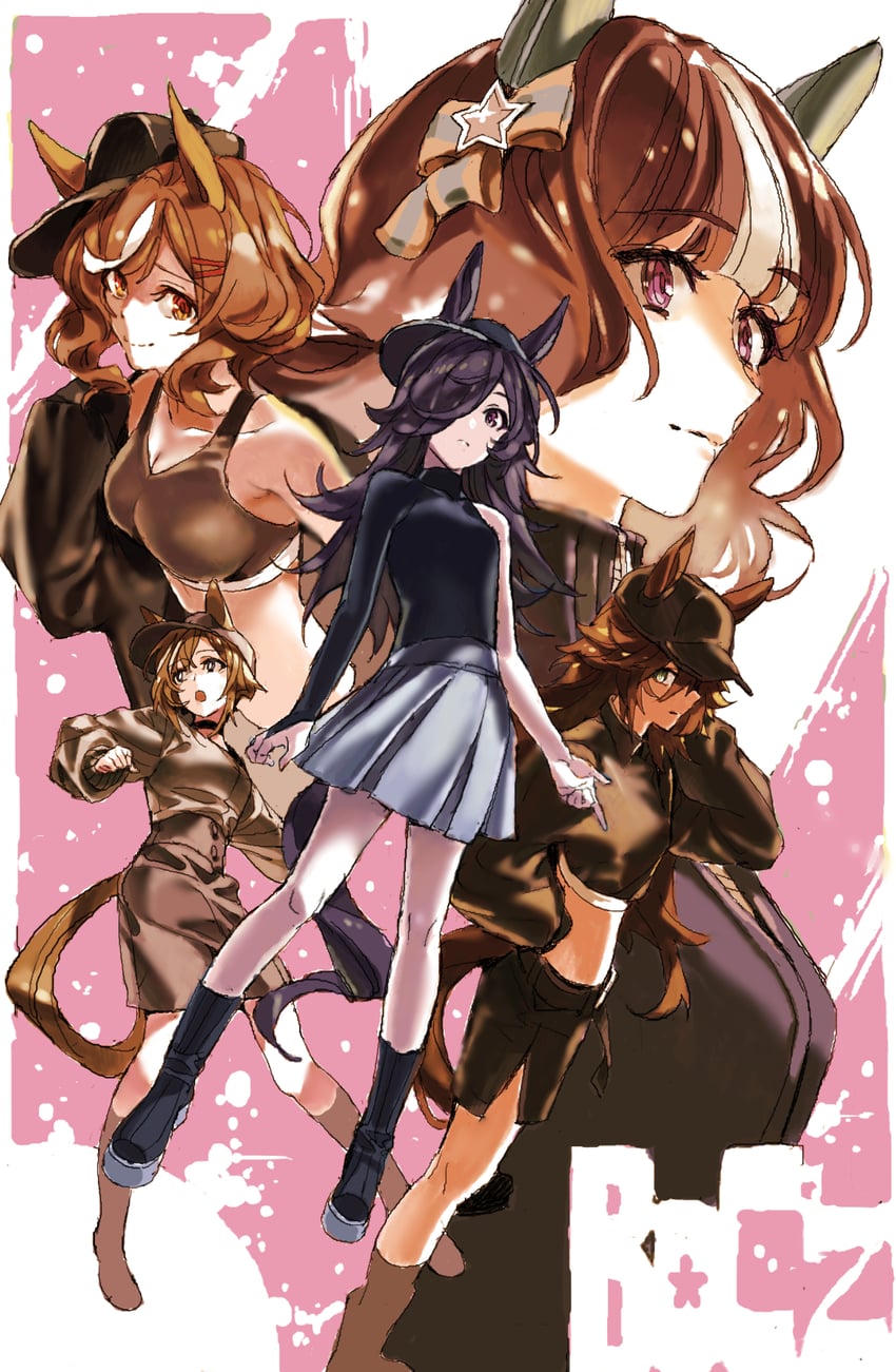 rice shower, matikane tannhauser, cheval grand, mr. c.b., and hokko tarumae (umamusume) drawn by nobita_(makoto7060355)