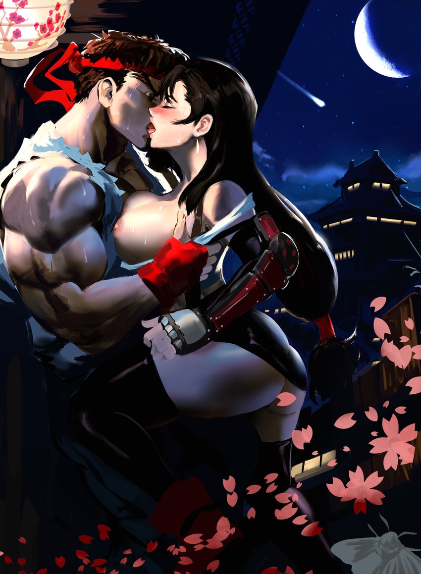tifa lockhart and ryu (final fantasy and 2 more) drawn by mashingvaquita