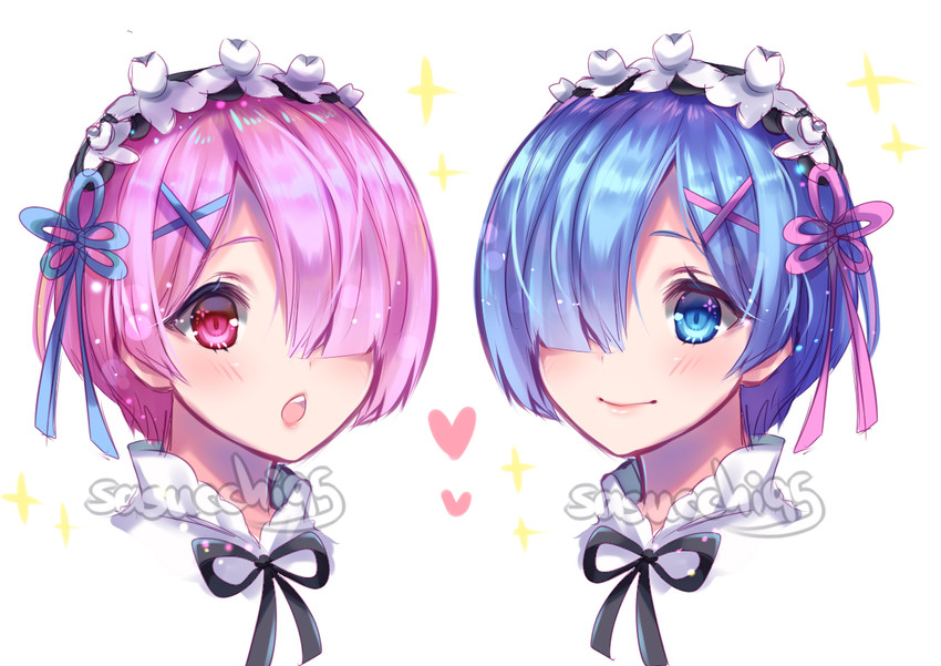 rem and ram (re:zero kara hajimeru isekai seikatsu) drawn by sasucchi95