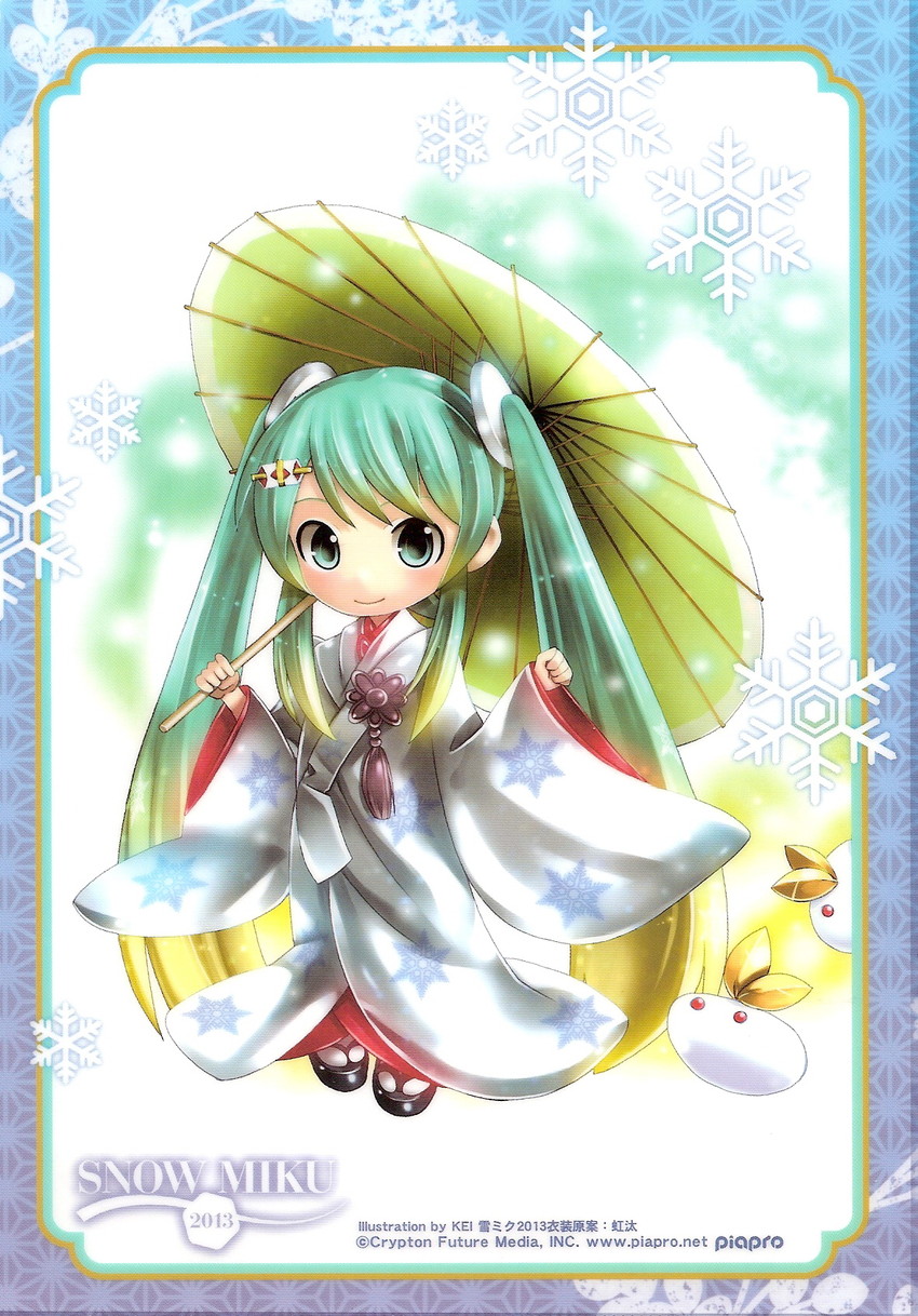 hatsune miku and yuki miku (vocaloid) drawn by kei_(keigarou)