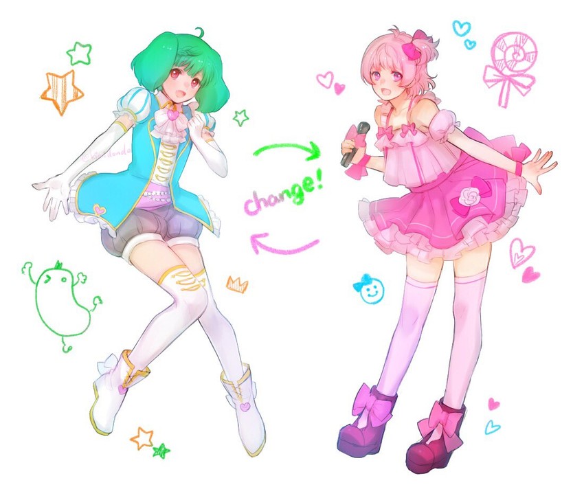 ranka lee and saionji leo (macross and 5 more) drawn by kimidori_(kimidoriri)