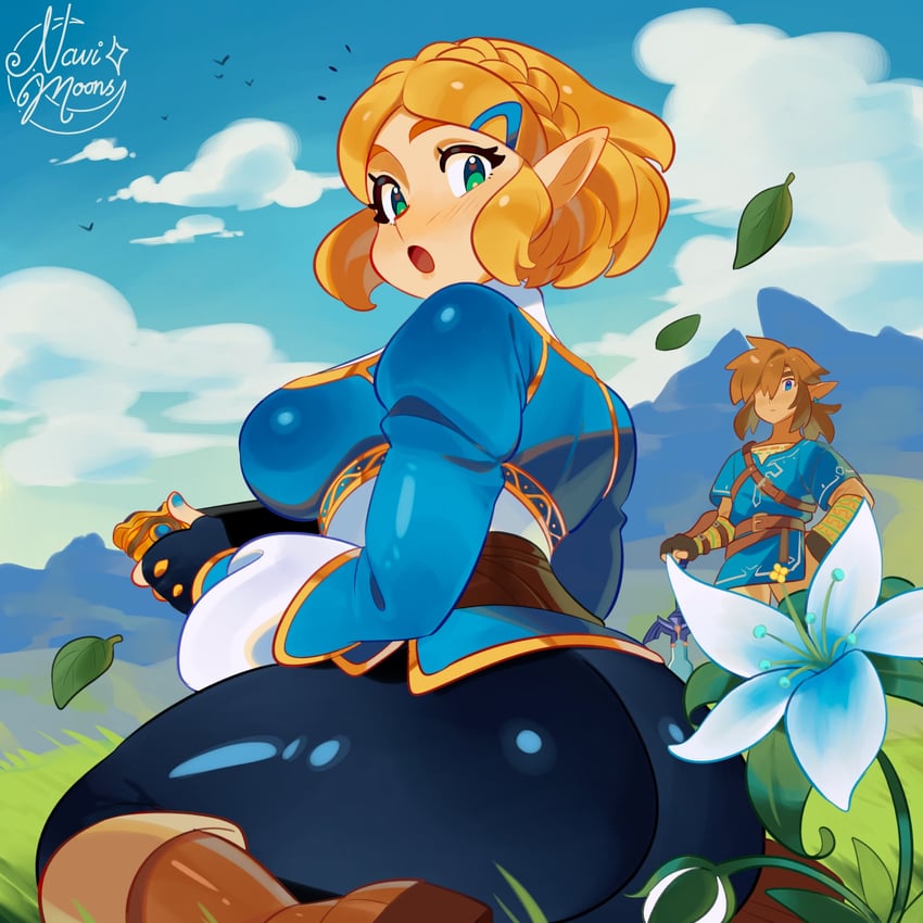 link and princess zelda (the legend of zelda and 1 more) drawn by constellor