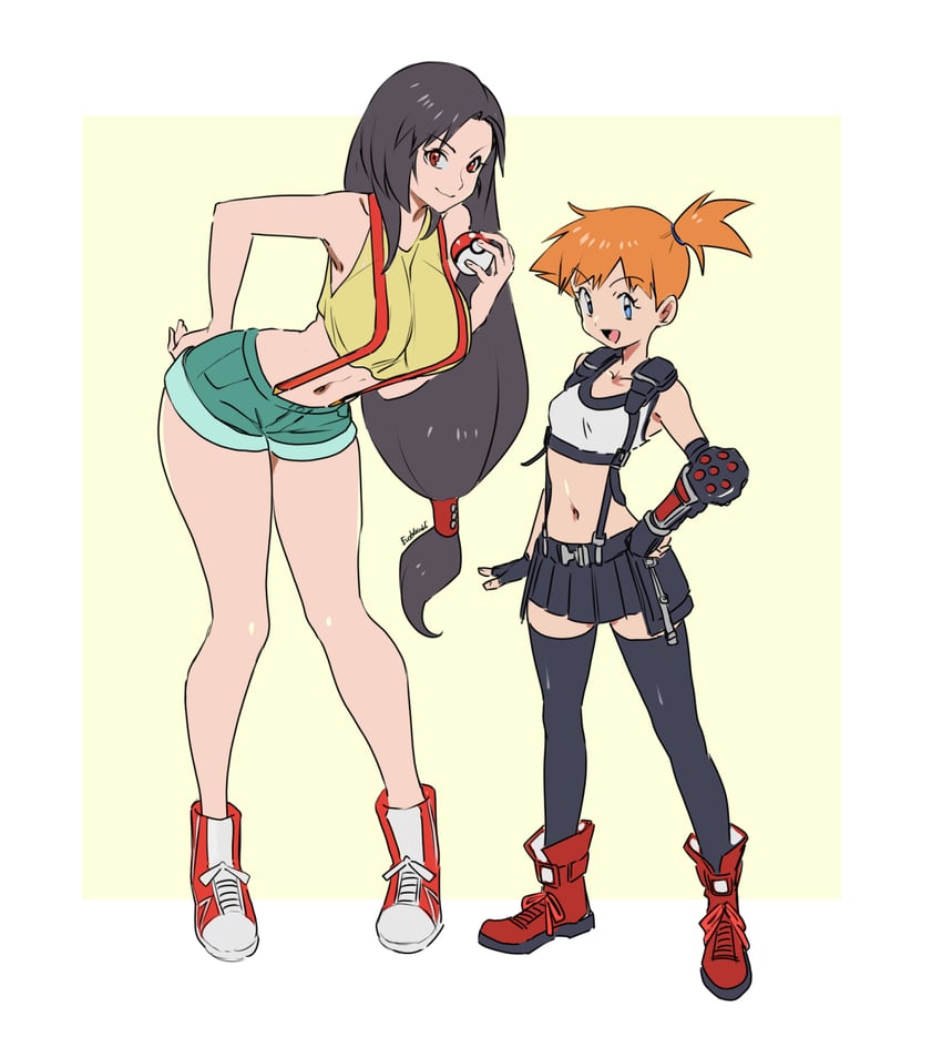 tifa lockhart and misty (pokemon and 3 more) drawn by eudetenis