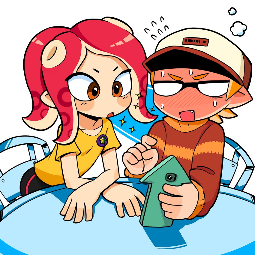 inkling player character, octoling player character, octoling girl, and inkling boy (splatoon) drawn by lakilolom