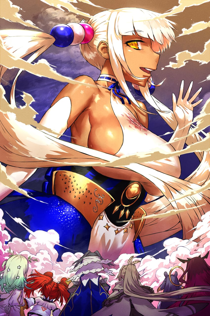 ninomae ina'nis, ouro kronii, nanashi mumei, hakos baelz, ceres fauna, and 2 more (hololive and 1 more) drawn by haraya_manawari